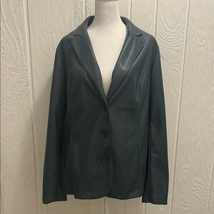 Denim & Co Leather Blazer Medium Flawless Gray